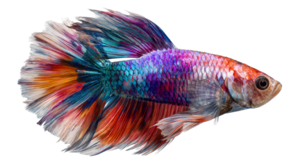 Betta Fish With Vibrant Flowing Fins Isolated on White