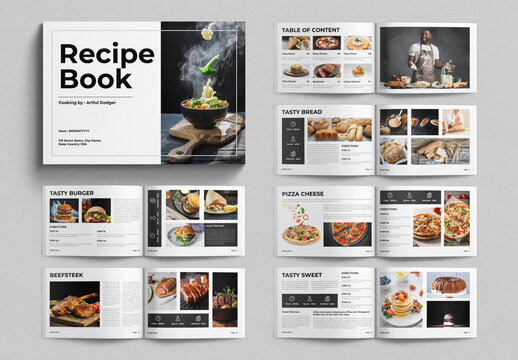 Recipe Book Template Cookbook Design Layout Landscape