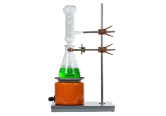 Isolated experimental chemical apparatus for chemistry laboratory study, lab equipment