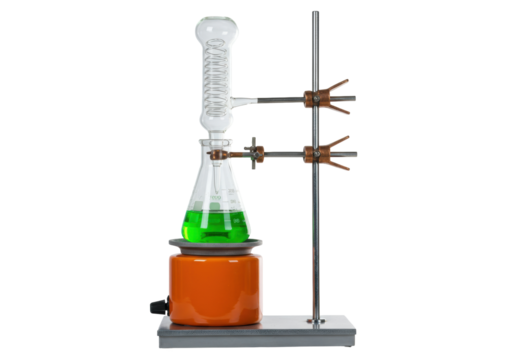 Isolated experimental chemical apparatus for chemistry laboratory study, lab equipment