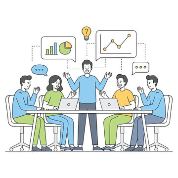 Team Collaboration and Idea Generation Vector Illustration
