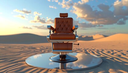 Barber Chair in Desert Landscape A Unique Concept of Isolation and Solitude Under the Sky