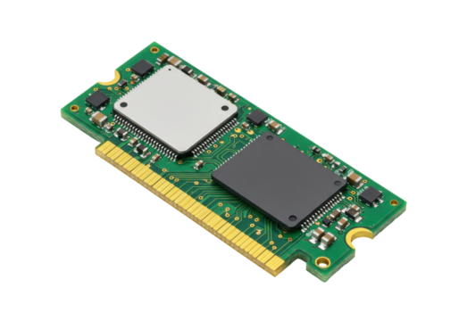 Isolated single computer memory module, RAM chip for laptop, circuit board component