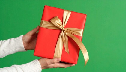 hand holding a gift on green screen