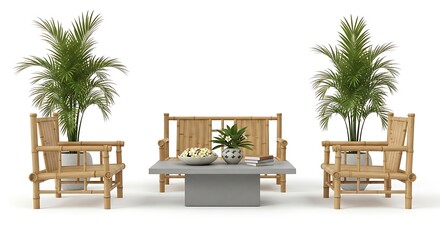 Obraz premium Living room furniture chairs table plants isolated