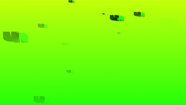 Gradient green background with minimal floating blocks and subtle motion