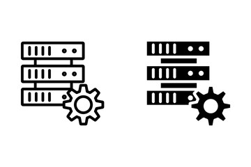 dedicated server vector icon set in black color.