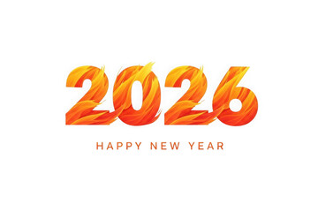 2026 happy new year text with fire