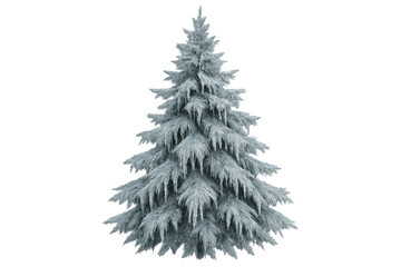 Naklejka premium White pine tree covered in heavy snow, symbolizing winter, christmas, and cold weather, on transparent alpha channel background