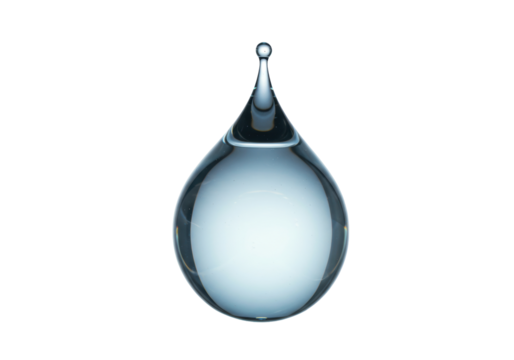 Isolated still life of droplet water liquid form for clean fresh concept in macro view