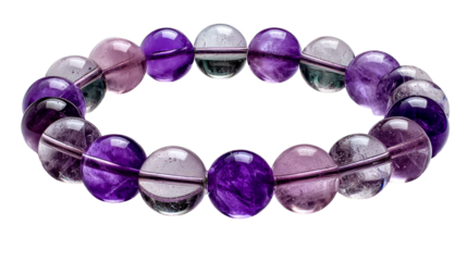 Purple and clear gemstone beaded bracelet