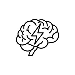 Displays Brain with Lightning Bolt for Neurology Concept Line Icon 