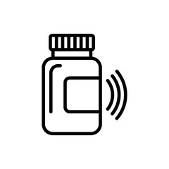 Pill Bottle with Wi-Fi Signal for Smart Pharmacy Line Icon