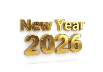 Golden "New Year 2026" text against a clean white background, celebrating the future.