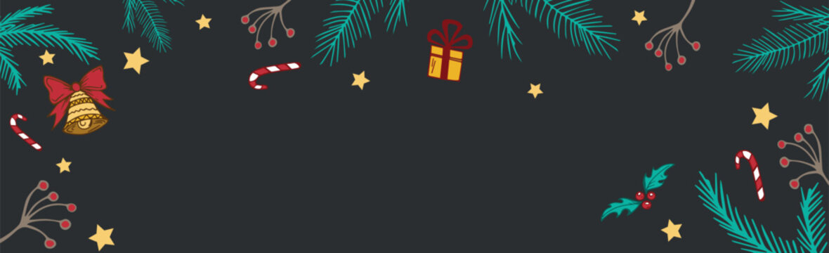 Dark Christmas background web chalon for advertising materials, postcards - Vector illustration