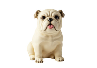 Isolated bulldog figurine, cute pet for decoration, lovely puppy dog breed, charming animal