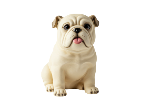 Isolated bulldog figurine, cute pet for decoration, lovely puppy dog breed, charming animal