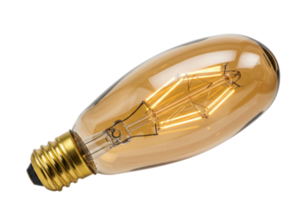 Isolated vintage style lightbulb against a neutral background, antique Edison bulb style