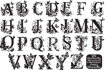 Butterfly Monogram Alphabet Bundle