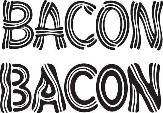 Hand drawn word bacon in a bold artistic font