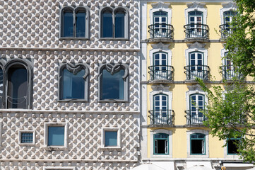 Fototapeta premium Lisboa, Fachada de la casa de los picos o bicos, portugal