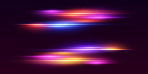 Neon light paths, the effect of moving light and lines.