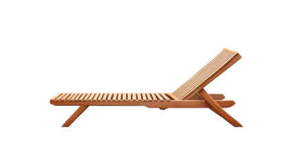 Wooden Sun Lounger on Transparent Background