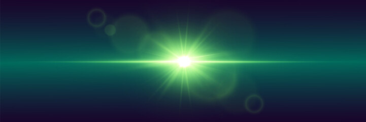 Obraz premium Glowing green light with bokeh and explosion highlights.