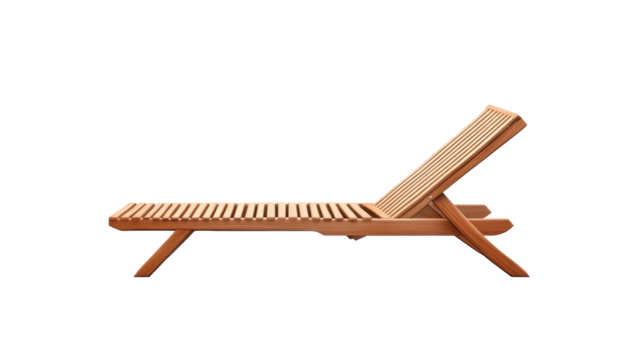 Wooden Sun Lounger on Transparent Background