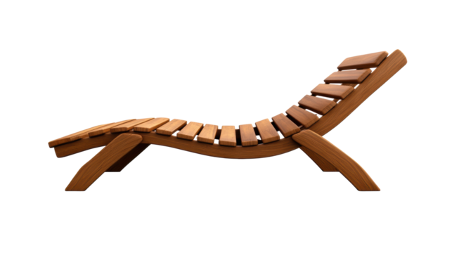 Wooden Sun Lounger on Transparent Background