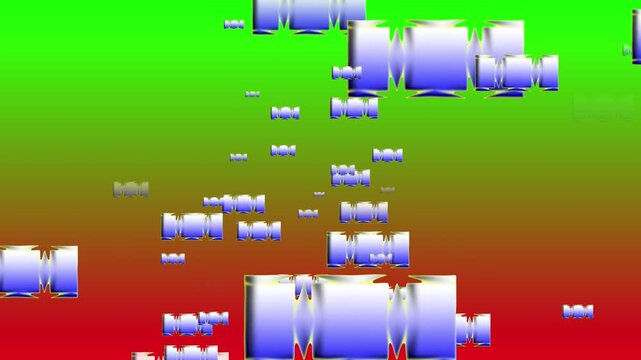 Bright green and red floating capsules animation with soft glowing reflection
