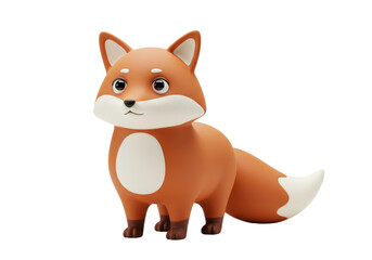 Isolated cute fox figurine, adorable cartoon character, charming animal toy, pet-themed decoration