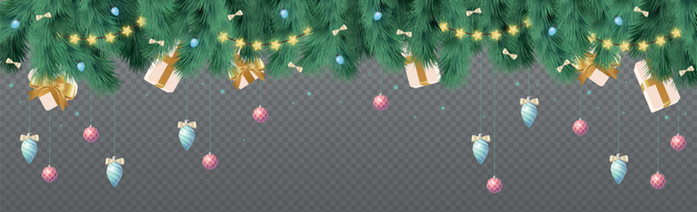 New Year Christmas background, festive fir tree, web template without background for advertising, postcards - Vector illustration