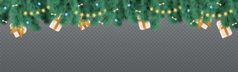 New Year Christmas background, festive fir tree, web template without background for advertising, postcards - Vector illustration