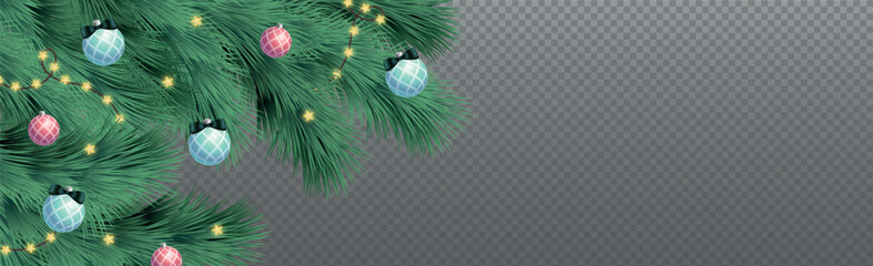 New Year Christmas background, festive fir tree, web template without background for advertising, postcards - Vector illustration