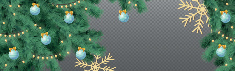 New Year Christmas background, festive fir tree, web template without background for advertising, postcards - Vector illustration