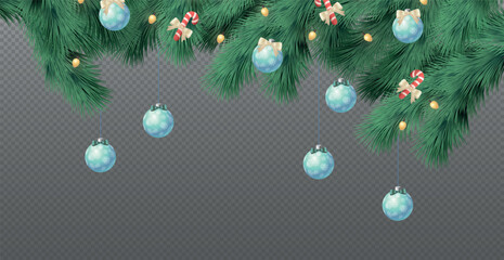 New Year Christmas background, festive fir tree, web template without background for advertising, postcards - Vector illustration