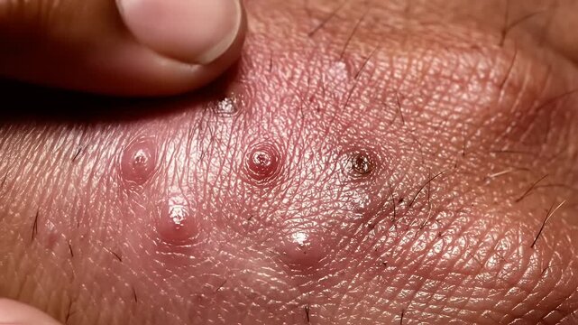 Close-up of Skin Irritation with Multiple Bumps Redness and Inflammation