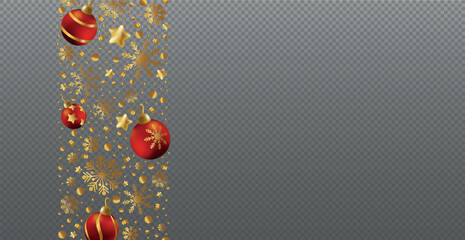 Panoramic Festive New Year Christmas Web Template for Postcard, Advertising No Background - Vector illustration