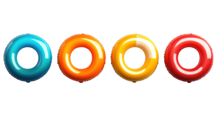 Colorful Swimming Armbands on a Transparent Background
