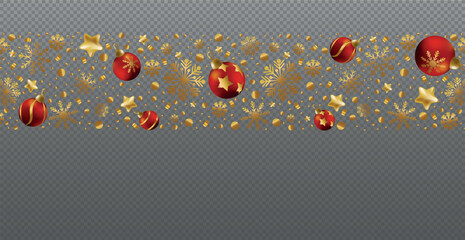 Panoramic Festive New Year Christmas Web Template for Postcard, Advertising No Background - Vector illustration