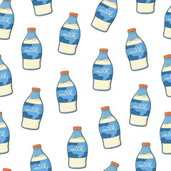 Milk bottles seamless pattern for wallpaper, background, wrapping paper, textile print, etc. EPS 10