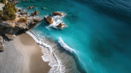 aerial view of a pristine beach