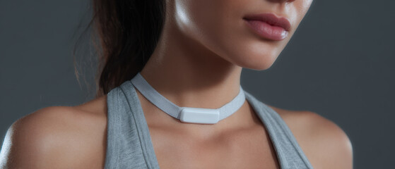 Sport woman, neck wearable, hydration monitor, fitness tracker, recovery