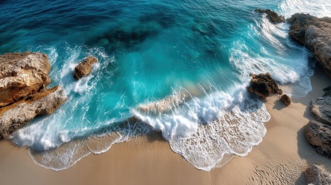 aerial view of a pristine beach