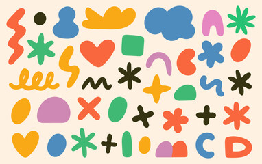 Abstract Playful Pattern with Hand Drawn Colorful Shapes and Minimal Modern Style