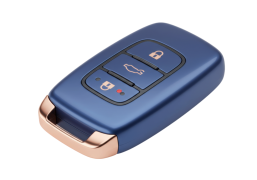 Isolated Modern Car Key Fob Remote with Buttons for Vehicle, Access and Automotive Security