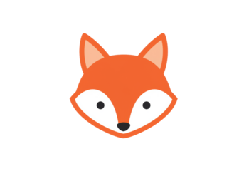 Isolated cartoon fox head with perky ears and pointy nose in a simple design style