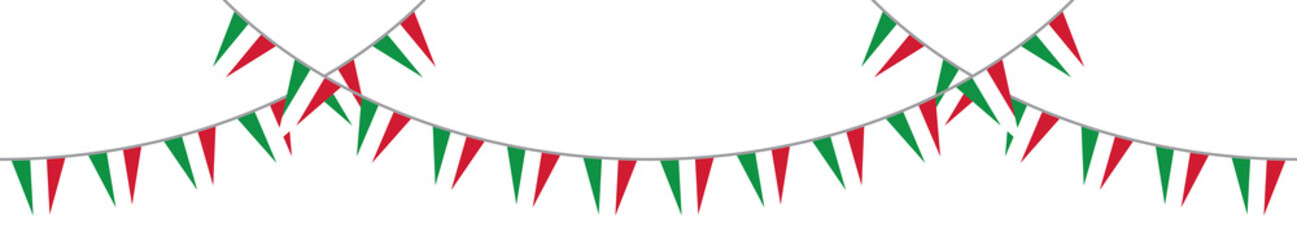 Obraz premium Seamless national flag of Italy party bunting border. Flat design illustration. 