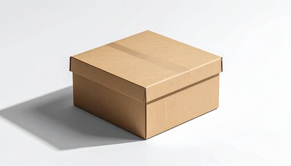 Fototapeta premium Cardboard Box on White Background A Simple and Clean Perspective for Packaging and Shipping